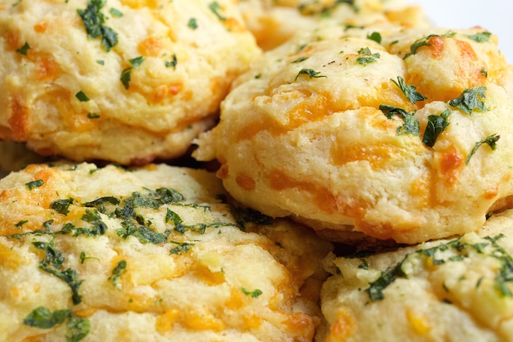 A close up of homemade Red Lobster Biscuits.