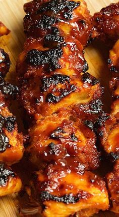 BBQ Chicken Kebabs slathered in a bourbon bacon paste, then grilled to perfection.