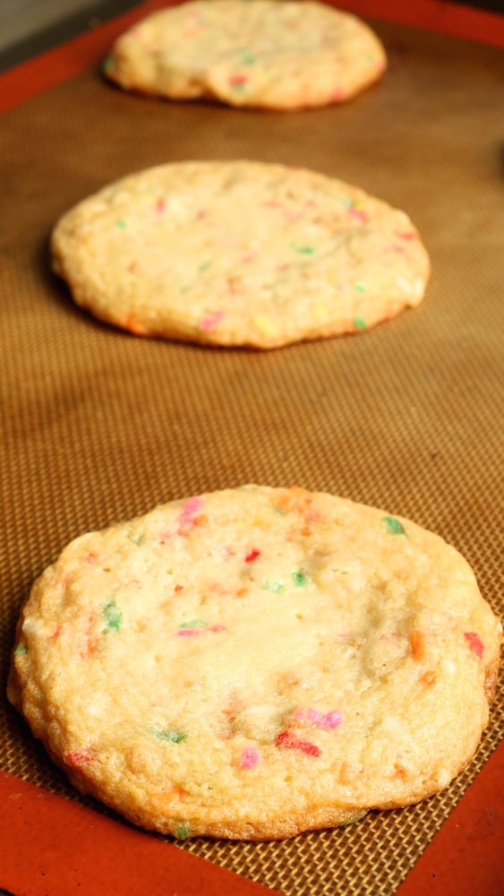 Homemade Momofuku Confetti Cookies on a baking sheet