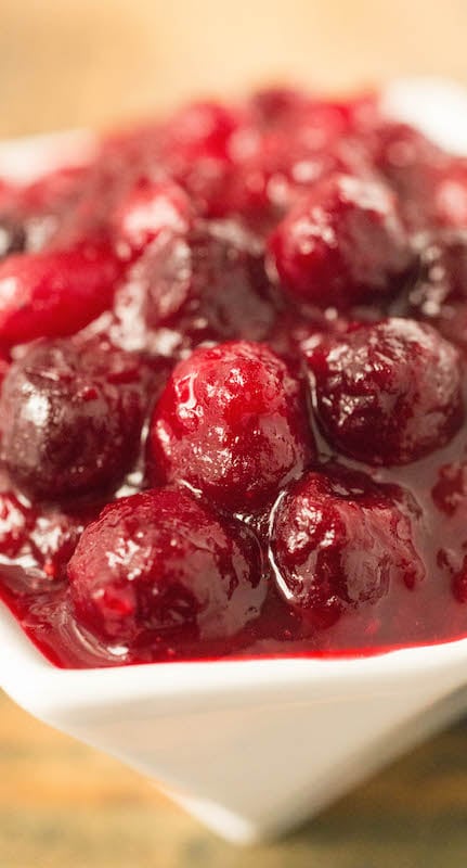 Close up of homemade cranberry compote.