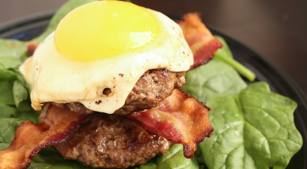 Low Carb Paleo Bacon Burger with Fried Egg