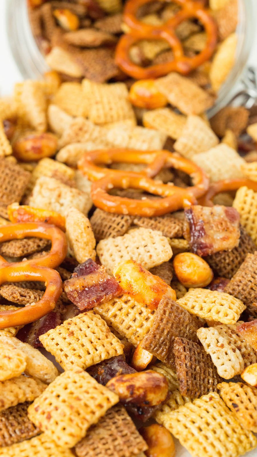 Duck Fat Chex Mix recipe made in the crock pot.