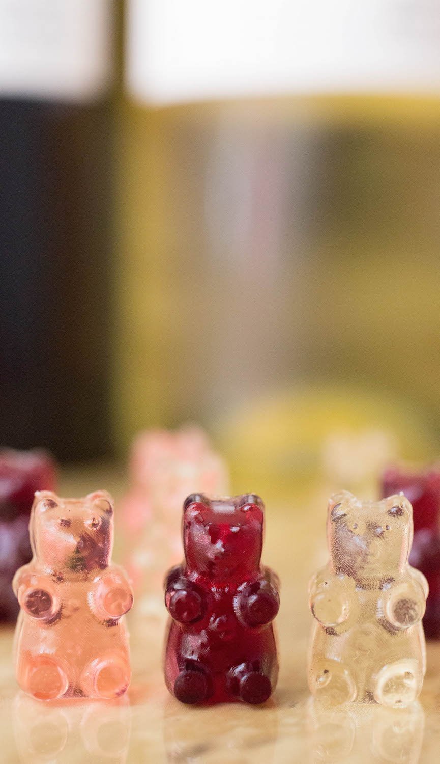 Make red wine, white wine, or rosé gummy bears with this wine gummy bear recipe.