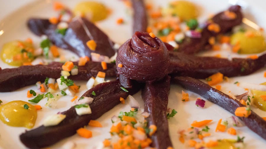 Smoked Puffin Breast at 3 Frakkar restaurant in Reykjavik Iceland.