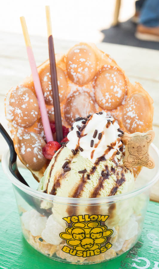 Green Tea Ice Cream Sundae with Bubble Waffle - Best Food Smorgasburg LA