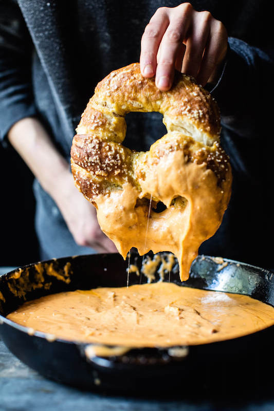 Pumpkin Beer Pretzels with Chipotle Queso - 100+ Fall Recipes