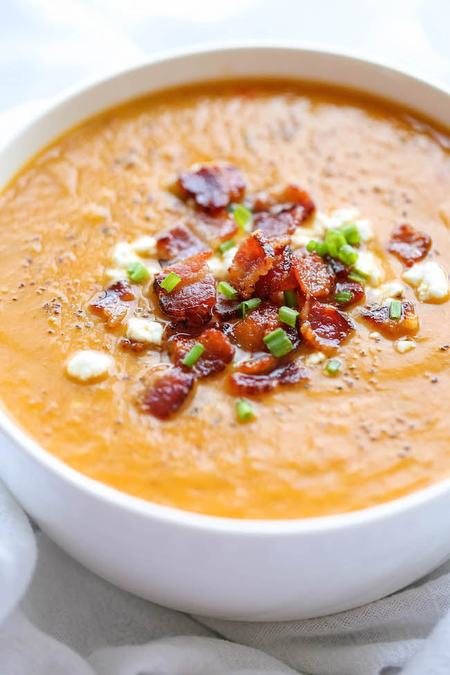 Roasted Butternut Squash & Bacon Soup - Fall Dinner Recipes
