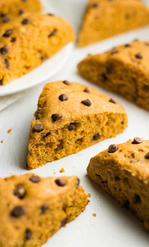 Clean Eating Pumpkin Chocolate Chip Scones - Healthy Fall Recipes