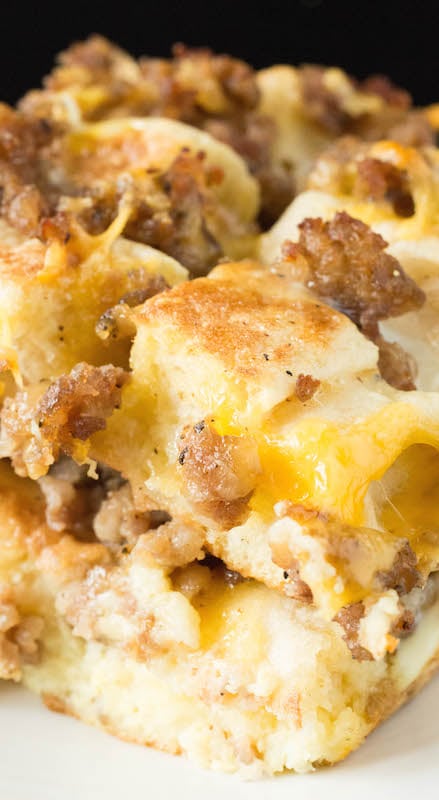 Close up of Sausage Egg McMuffin Casserole