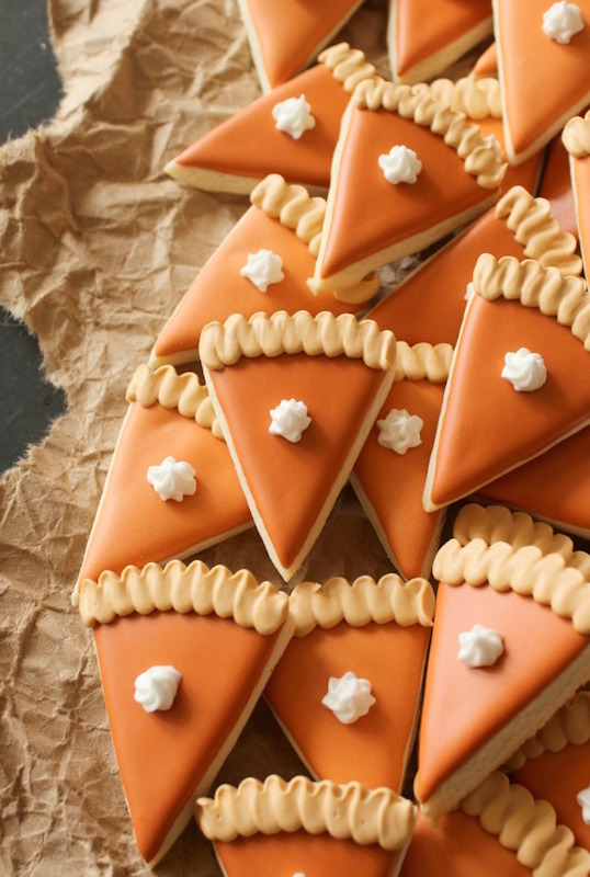Mini Pumpkin Pie Slice Cookies - Make Ahead Thanksgiving Dessert Recipes