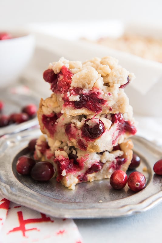 White Chocolate Cranberry Shortcake Bars - Make Ahead Thanksgiving Desserts