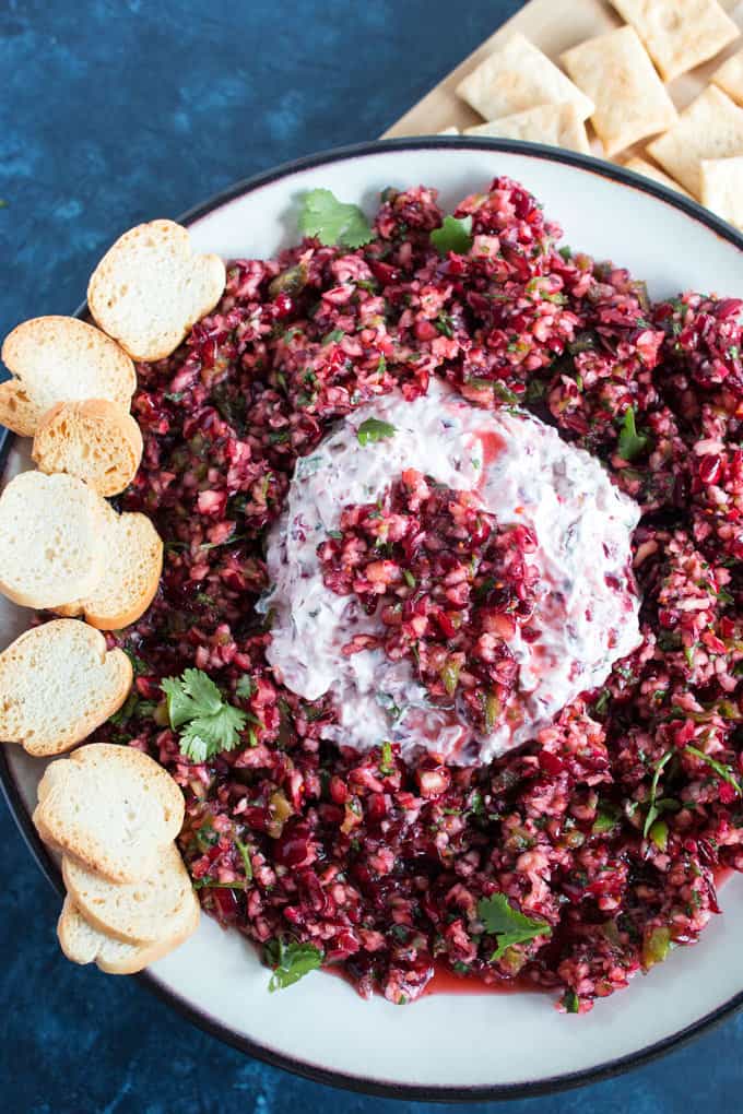 Cranberry Jalapeno Salsa Cream Cheese Appetizer - Thanksgiving Recipes You Can Make Ahead