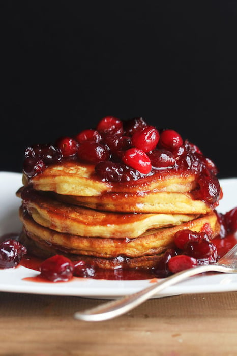 Eggnog Pancakes with Cranberry Maple Syrup - Best Christmas Breakfast Recipes