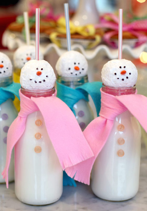 Snowman Milk Glasses - Best Christmas Breakfast Recipes