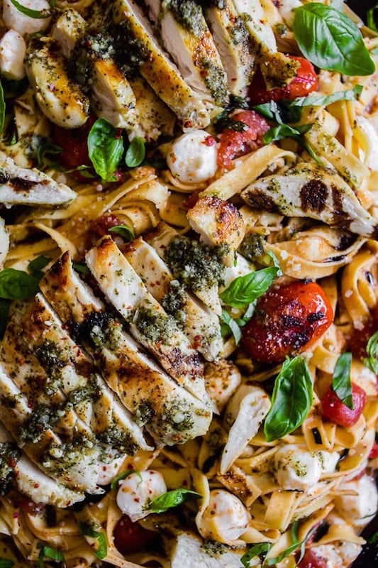 Pesto Chicken Caprese Pasta Recipe - Chicken Dinners You Can Make in Less Than 30 Minutes