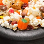 Halloween Snack Mix with popcorn and candy corn