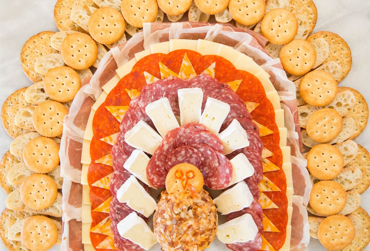Thanksgiving Turkey Meat & Cheese Platter. 