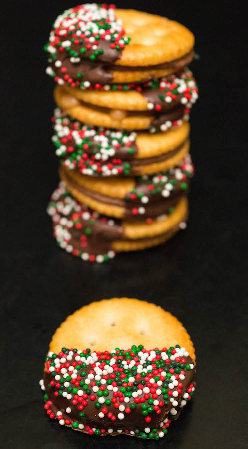 Chocolate Dipped Rolo Ritz Christmas Crackers