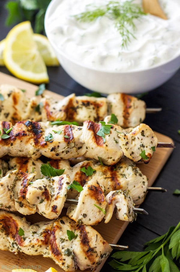 Greek Lemon Chicken Skewers - Grilled Summer Recipes