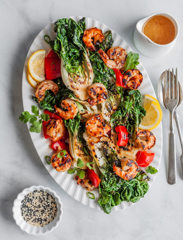Grilled Bok Choy Shrimp Salad - Summer Recipes for the Grill
