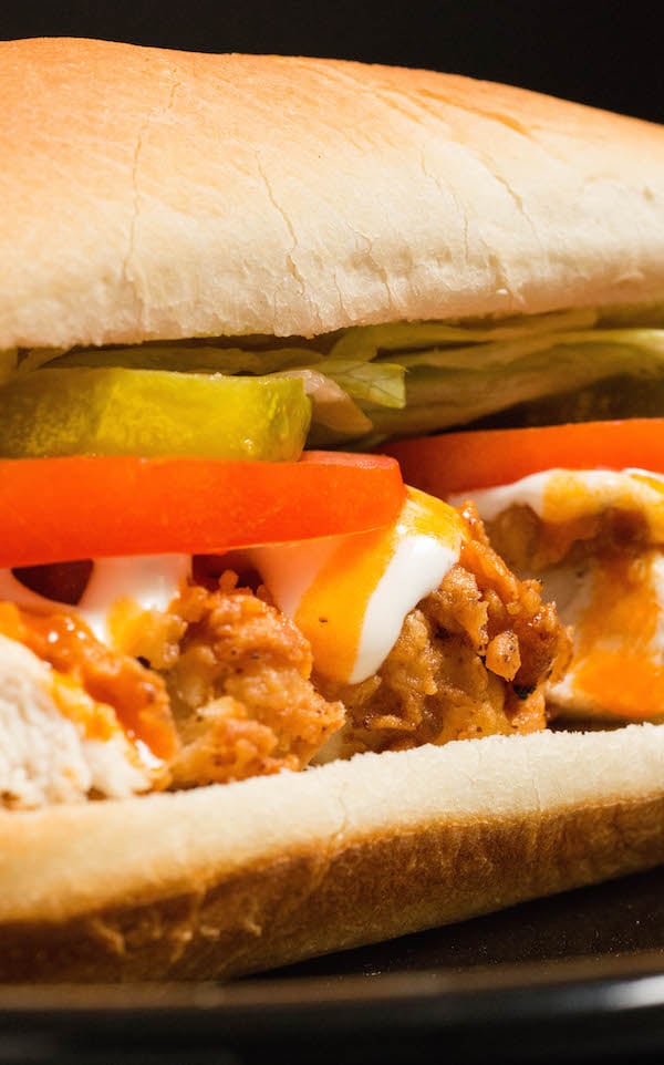 Chicken Tender Subs with ranch and buffalo sauce