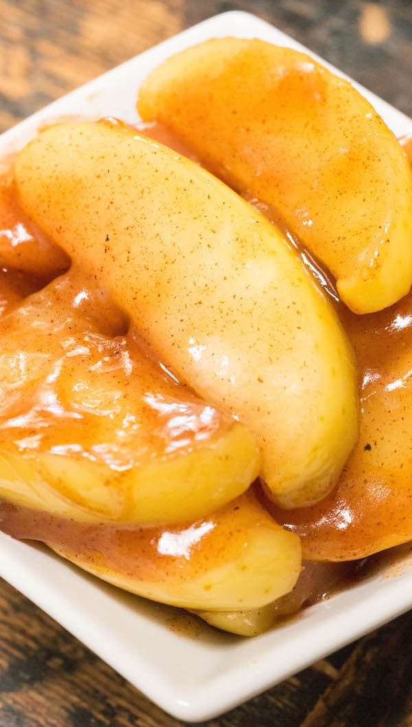 Extreme close up of Copycat Cracker Barrel Fried Apples.